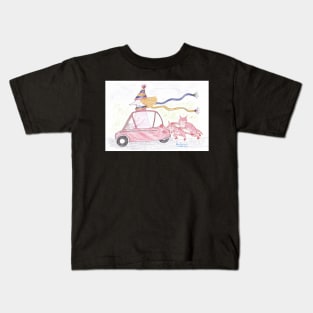 MadCatWoman push starts her Heinkel Bubble Car Kids T-Shirt